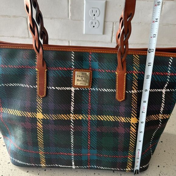 DOONEY & BOURKE Multicolored Leather Plaid Shopper Tote Shoulder Handbag Top Zip - Picture 4 of 16